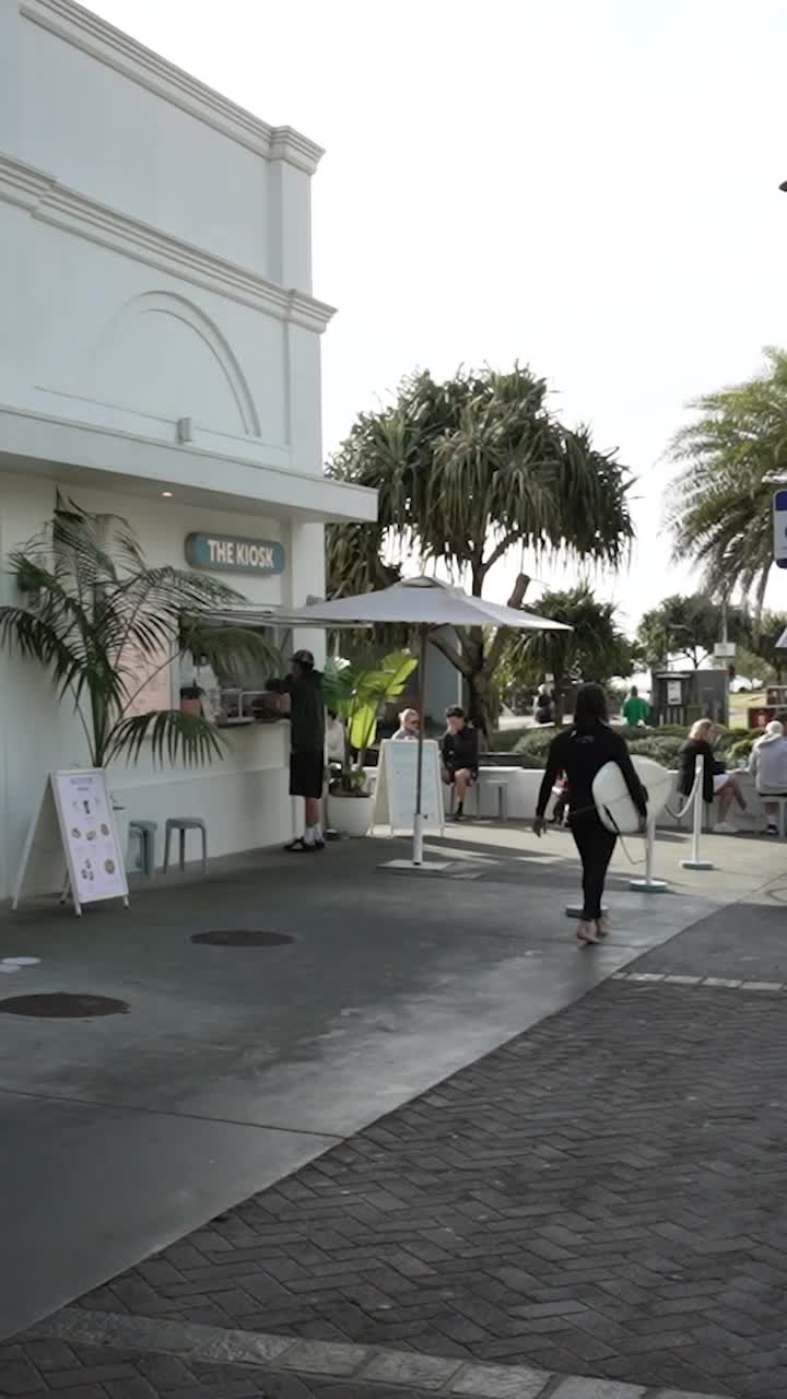 The Kiosk at Burleigh Pavilion on the Gold Coast, outdoor seating and coastal greenery beside the venue