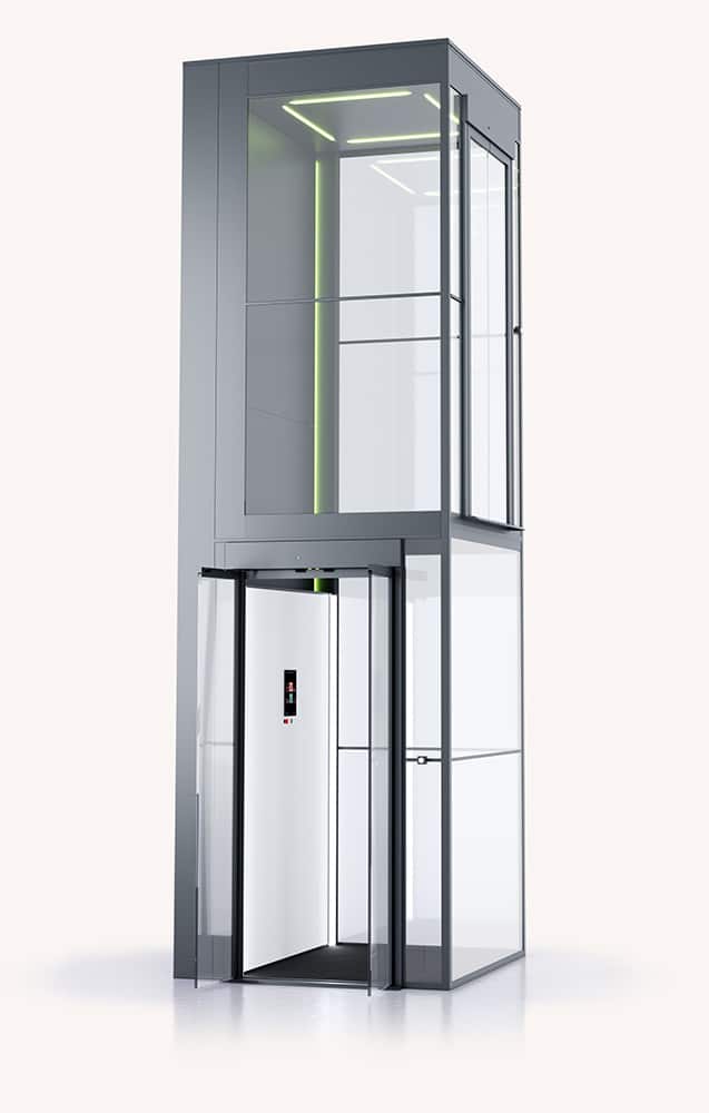 Swift Pro home lift with the shaft in Anthracite Grey, RAL 7016