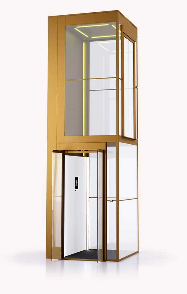 Swift Pro home lift with the shaft in Gold, RAL 1036