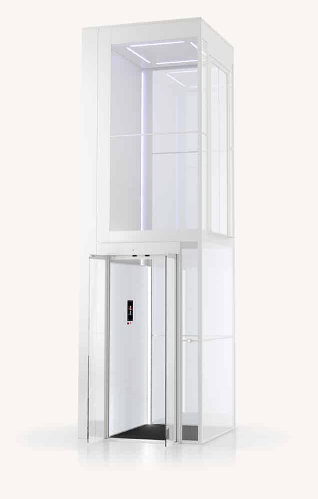 Swift Pro home lift with the shaft in Grey White, RAL 9002
