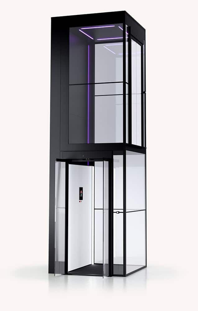 Swift Pro home lift with the shaft in Jet Black, RAL 9005