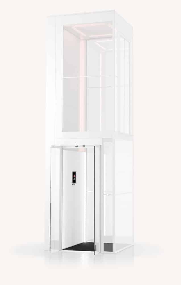 Swift Pro home lift with the shaft in Traffic White, RAL 9016